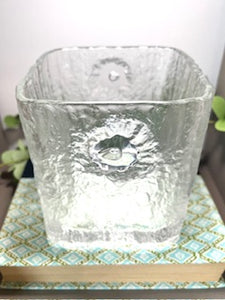 Vintage MCM Hoya Glacier Ice Bucket Textured Glass