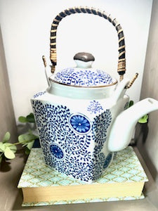 Asian Themed Teapot with Bamboo Handle