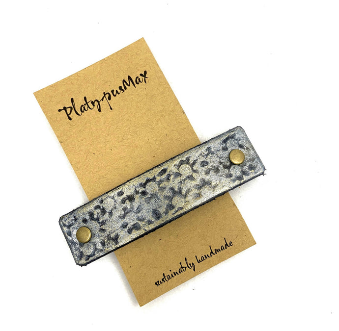 Gold Daisy Prints Rustic Stamped Leather Hair Barrette